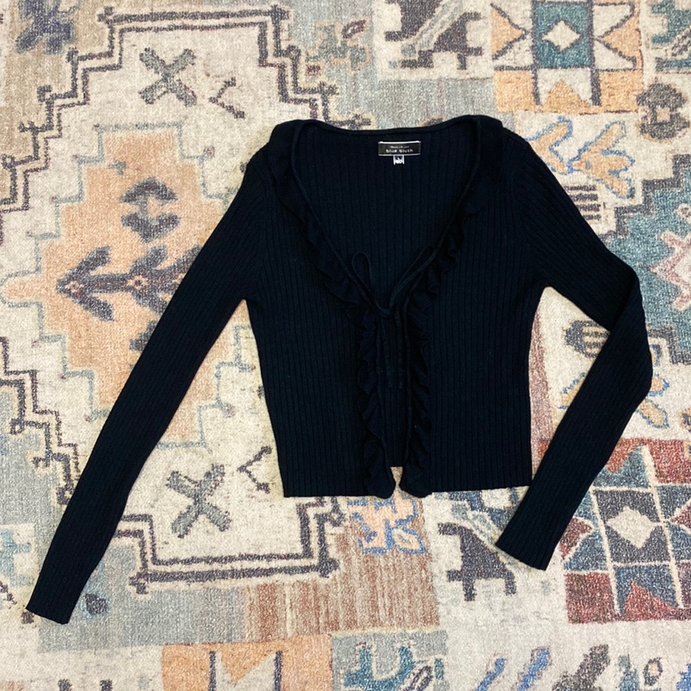 black tie knit cardigan